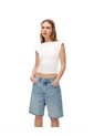 Bermuda Regular Tiro Medio Denim índigo Medio Mujer Azul Oscuro de Gef
