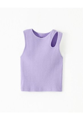 Camiseta Esqueleto Slim Rib Algodón Lavanda Niña Lavanda
