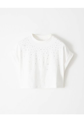 Camiseta Regular Algodón Blanca Niña Blanco