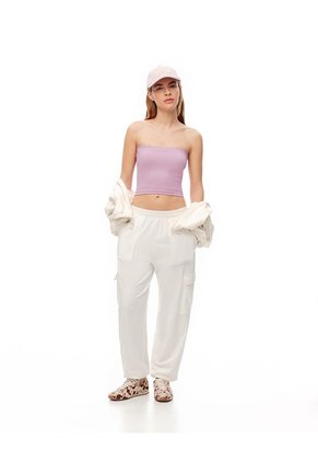 Crop Top Slim Strapless Seamless Lila Mujer Lila