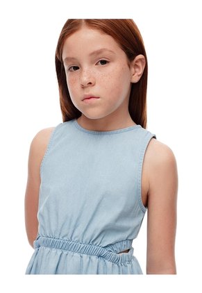 Vestido Corto Denim índigo Claro Niña Azul Oscuro
