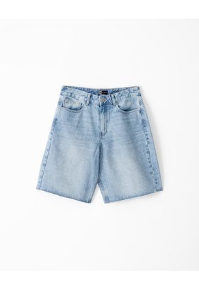 Bermuda Regular Tiro Medio Denim índigo Medio Mujer Azul Oscuro