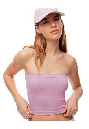 Crop Top Slim Strapless Seamless Lila Mujer Lila