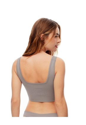 Crop Top Slim Seamless Taupe Mujer Marron Claro