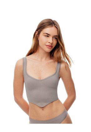 Crop Top Slim Seamless Taupe Mujer Marron Claro