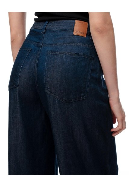Jean Wide Leg Tiro Medio índigo Oscuro Mujer Azul Oscuro