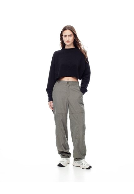Pantalón Recto Tiro Medio Verde Mujer Verde