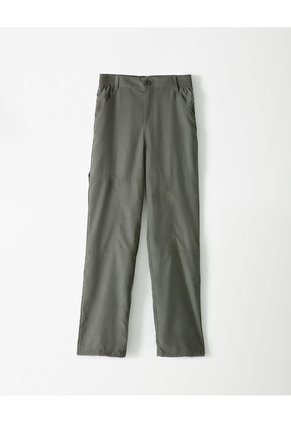 Pantalón Recto Tiro Medio Verde Mujer Verde
