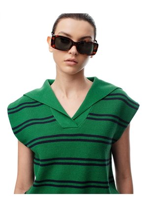 Chaleco Oversize Tejido Rayas Mujer Verde