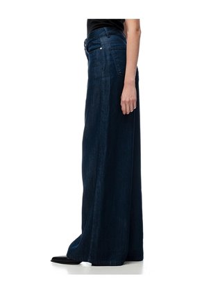 Jean Wide Leg Tiro Medio índigo Oscuro Mujer Azul Oscuro