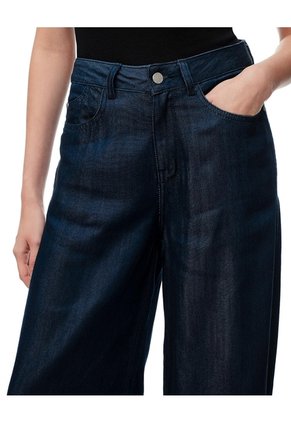 Jean Wide Leg Tiro Medio índigo Oscuro Mujer Azul Oscuro