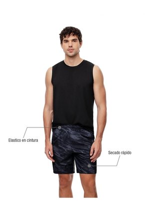 Pantaloneta Deportiva Secado Rápido Negra Hombre Negro