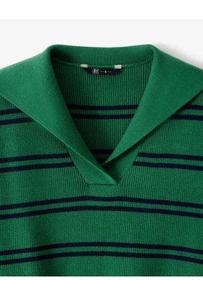 Chaleco Oversize Tejido Rayas Mujer Verde