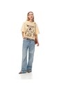 Camiseta Oversize Algodón Amarilla Estampada Mujer Amarillo de Gef