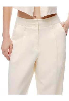 Pantalón Wide Leg Tiro Alto Denim Habano Mujer Marron