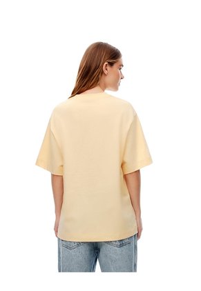 Camiseta Oversize Algodón Amarilla Estampada Mujer Amarillo