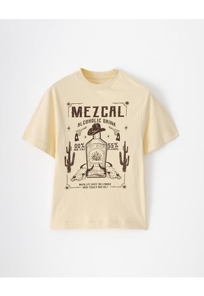 Camiseta Oversize Algodón Amarilla Estampada Mujer Amarillo