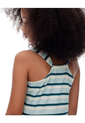 Vestido Corto Algodón Rayas Niña Azul