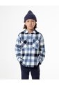 Camisa Manga Larga Regular Denim Cuadros Niño Azul de Gef