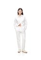 Pantalón Recto Tiro Medio Algodón Blanco Mujer Blanco de Gef