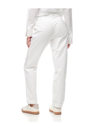 Pantalón Recto Tiro Medio Algodón Blanco Mujer Blanco