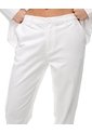 Pantalón Recto Tiro Medio Algodón Blanco Mujer Blanco de Gef