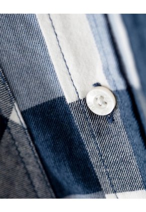 Camisa Manga Larga Regular Denim Cuadros Niño Azul