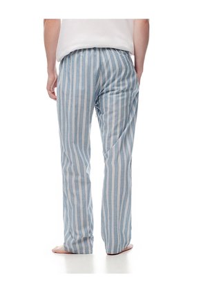 Pantalón De Pijama Algodón Rayas Hombre Azul