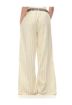 Pantalón Relax Tiro Medio Algodón Rayas Mujer Amarillo