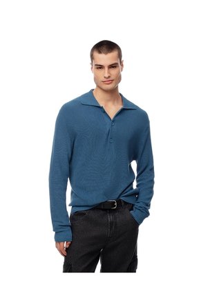 Buzo Regular Tejido De Punto Algodón Azul Hombre Azul