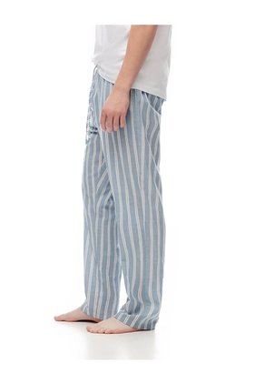 Pantalón De Pijama Algodón Rayas Hombre Azul