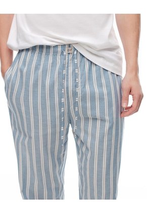 Pantalón De Pijama Algodón Rayas Hombre Azul