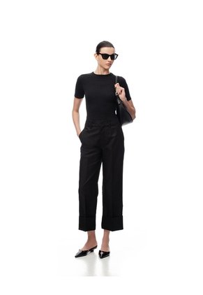 Pantalón Culotte Tiro Medio Negro Mujer Negro