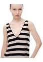 Vestido Largo Tejido Rayas Mujer Blanco de Gef