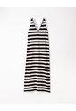 Vestido Largo Tejido Rayas Mujer Blanco de Gef