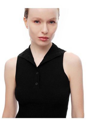 Camiseta Esqueleto Slim Tejido De Punto Negra Mujer Negro