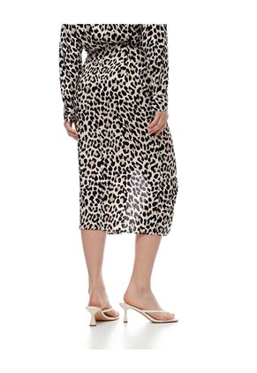 Falda Midi Tiro Alto Cruzada Print Mujer Negro