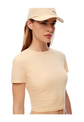 Camiseta Crop Slim Algodón Amarilla Mujer Amarillo