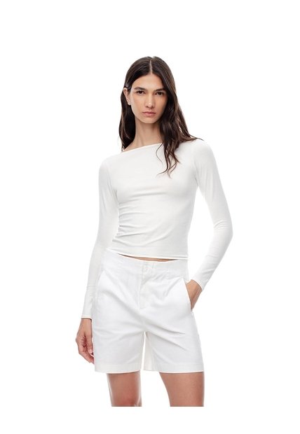 Short Tiro Alto Algodón Blanco Mujer Blanco