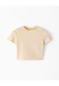 Camiseta Crop Slim Algodón Amarilla Mujer Amarillo de Gef