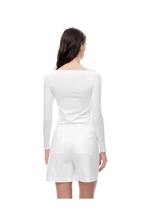 Short Tiro Alto Algodón Blanco Mujer Blanco