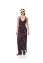 Vestido Largo Tull Con Forro Print Mujer Cafe de Gef