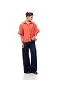 Camisa Manga Corta Oversize Algodón Naranja Mujer Naranja de Gef