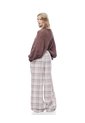 Pantalón Relax Tiro Medio Algodón Cuadros Mujer Cafe de Gef