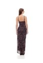 Vestido Largo Tull Con Forro Print Mujer Cafe de Gef