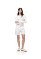 Short Tiro Alto Algodón Blanco Mujer Blanco de Gef