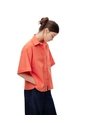 Camisa Manga Corta Oversize Algodón Naranja Mujer Naranja de Gef
