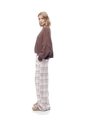 Pantalón Relax Tiro Medio Algodón Cuadros Mujer Cafe de Gef