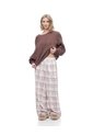 Pantalón Relax Tiro Medio Algodón Cuadros Mujer Cafe de Gef