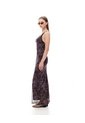 Vestido Largo Tull Con Forro Print Mujer Cafe de Gef